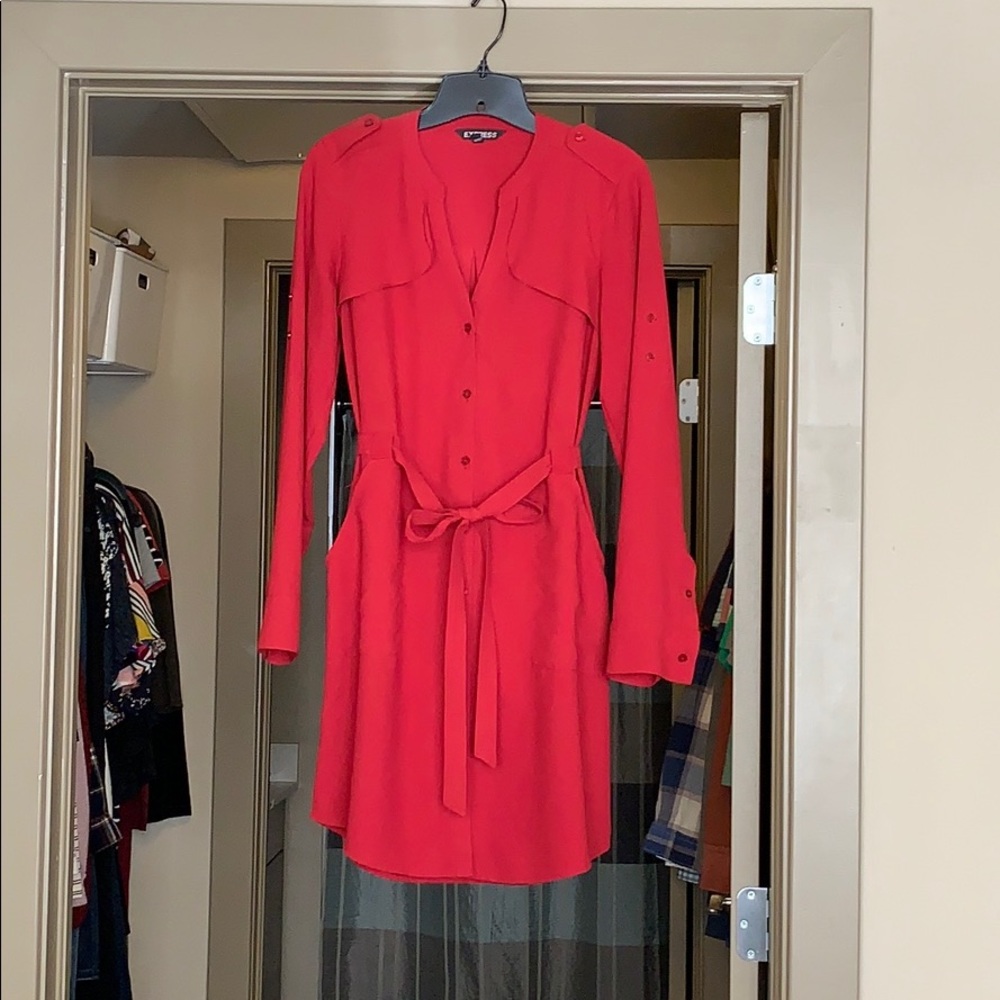 EXPRESS Red Shirt Dress